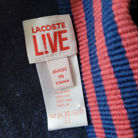 Lacoste Live Fringed Wool Scarf Multicolour Stripes - Picture 9 of 9